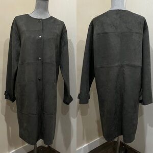 NWT Tahari Faux Suede Long Jacket Coat